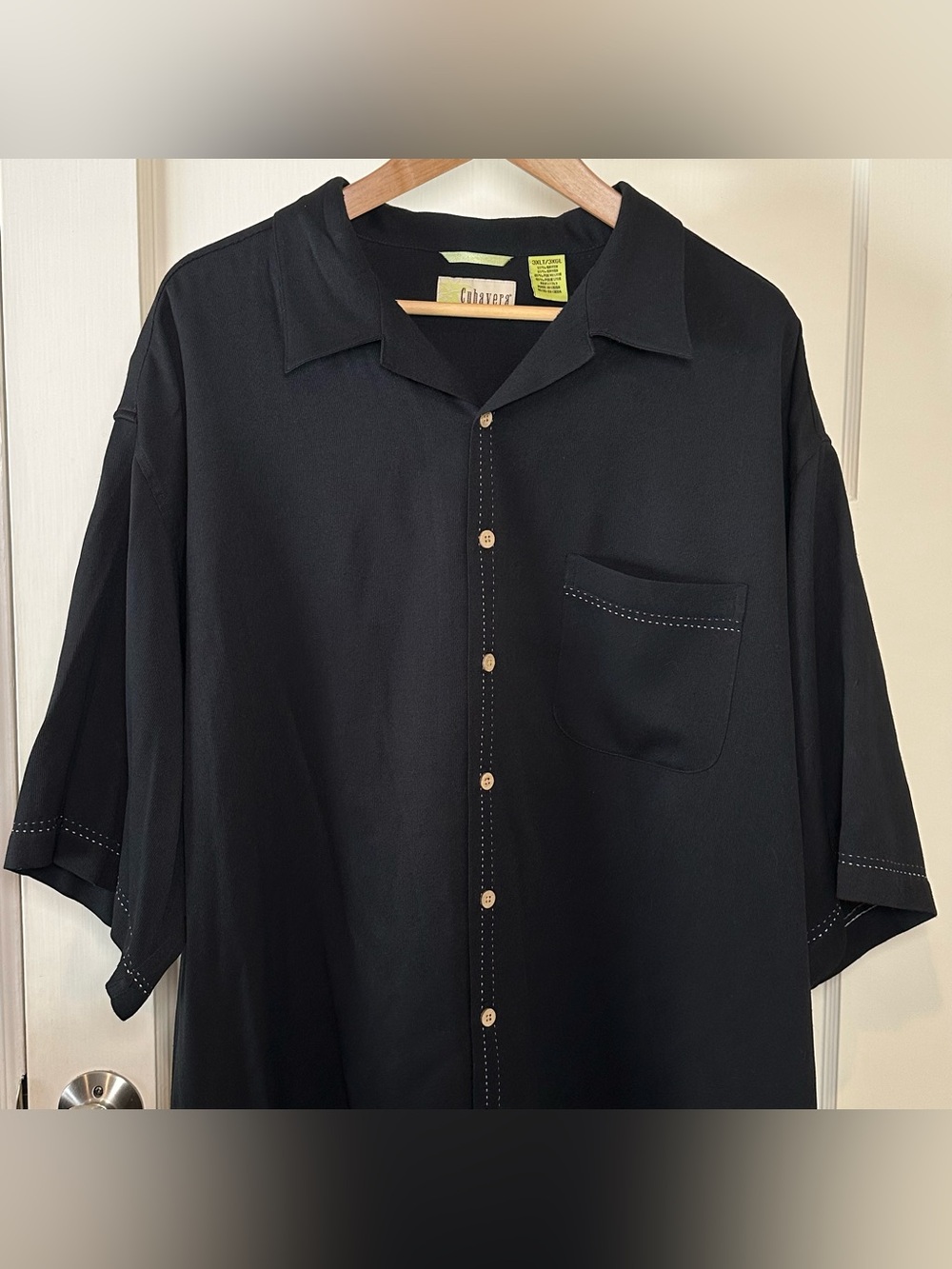 Cubavera Short Sleeve Button Up Shirt - Black - Size 3XLT - Picture 2 of 8